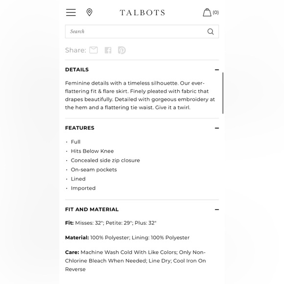 Preowned Talbots Red Taffeta Embroidered Women's Pleated Fit Flare Skirt Sz 22W - Picture 9 of 10